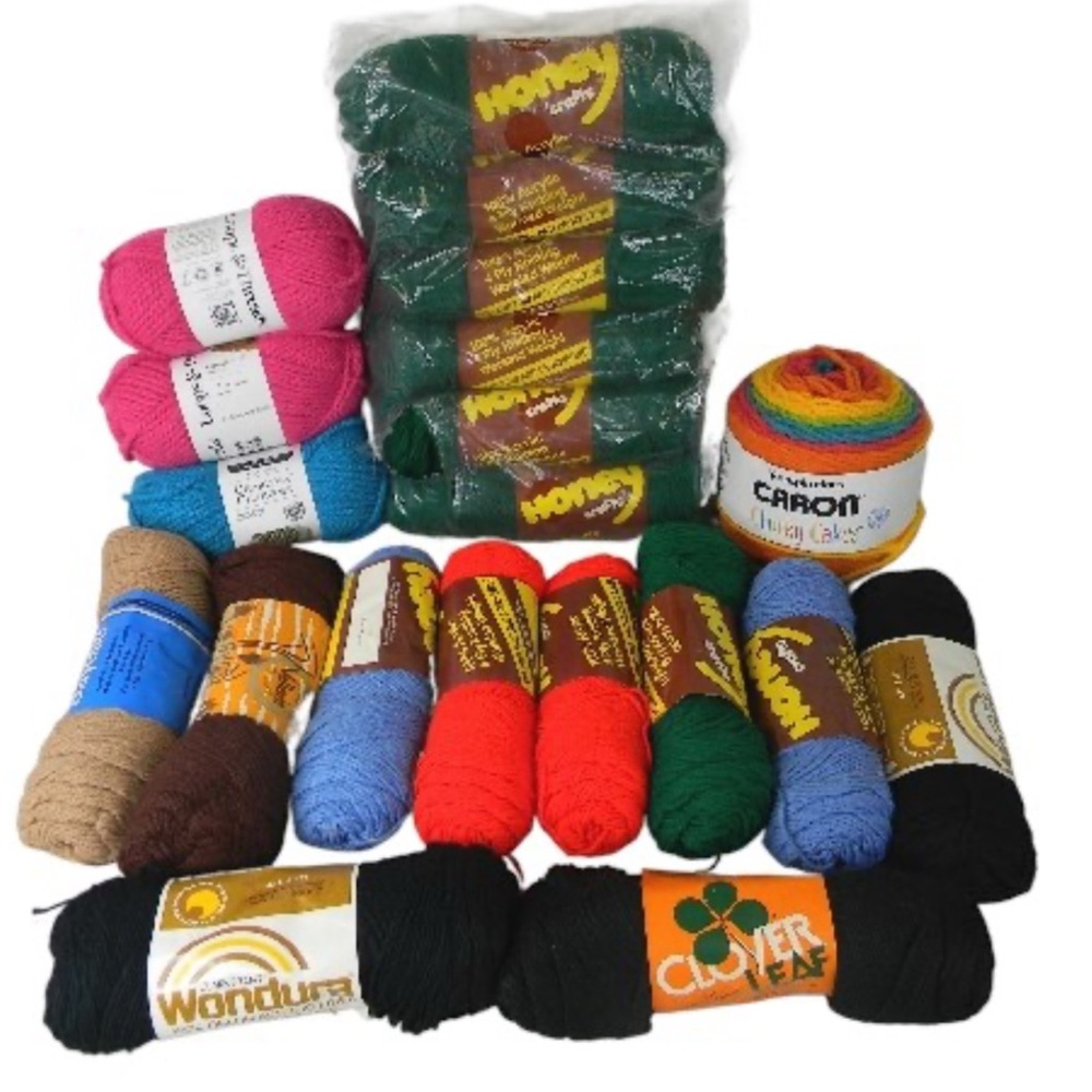 Acrylic Yarn Lot, Vintage & Modern Bundles – 20 Count [F14469]